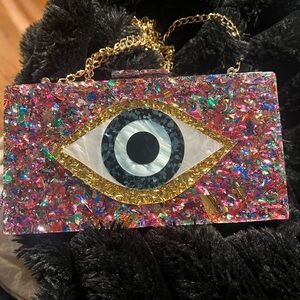 Colorful Eye Design Clutch Bag